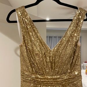 Revelry Gold Sequin Bridesmaids Dress